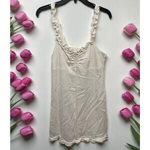 White Strapless Short Midi Dress Loveriche Sundress Romantic Babydoll Small